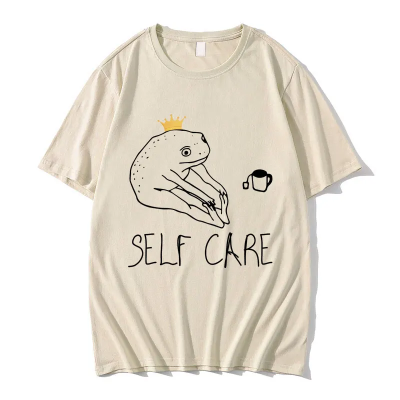 

Self Care Frog Graphic Print T Shirts Men Women Gym Fitness Casual Funny Meme Tshirt Male Frogs Lovers Cotton Oversized T-shirts