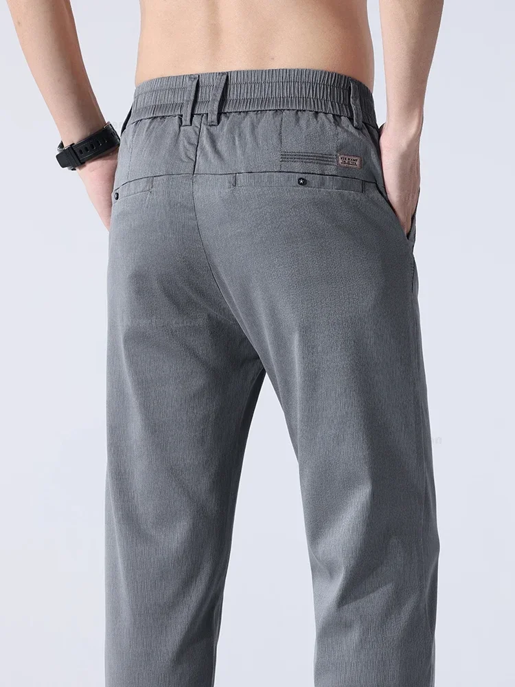 Pantaloni ultrasottili da uomo classici estivi nuovi Lyocell morbidi dritti slim elasticizzati moda maschile pantaloni di abbigliamento di marca