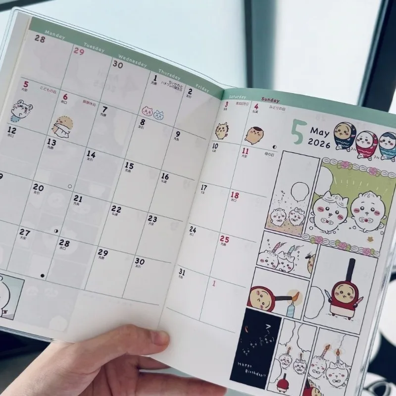 MINISO Chiikawa Usagi Hachiware لطيف Ins طالب 2026 جديد اليابان الجدول الزمني الهزلي كتاب جميل تلوين صفحة نمط أنيمي رحلة