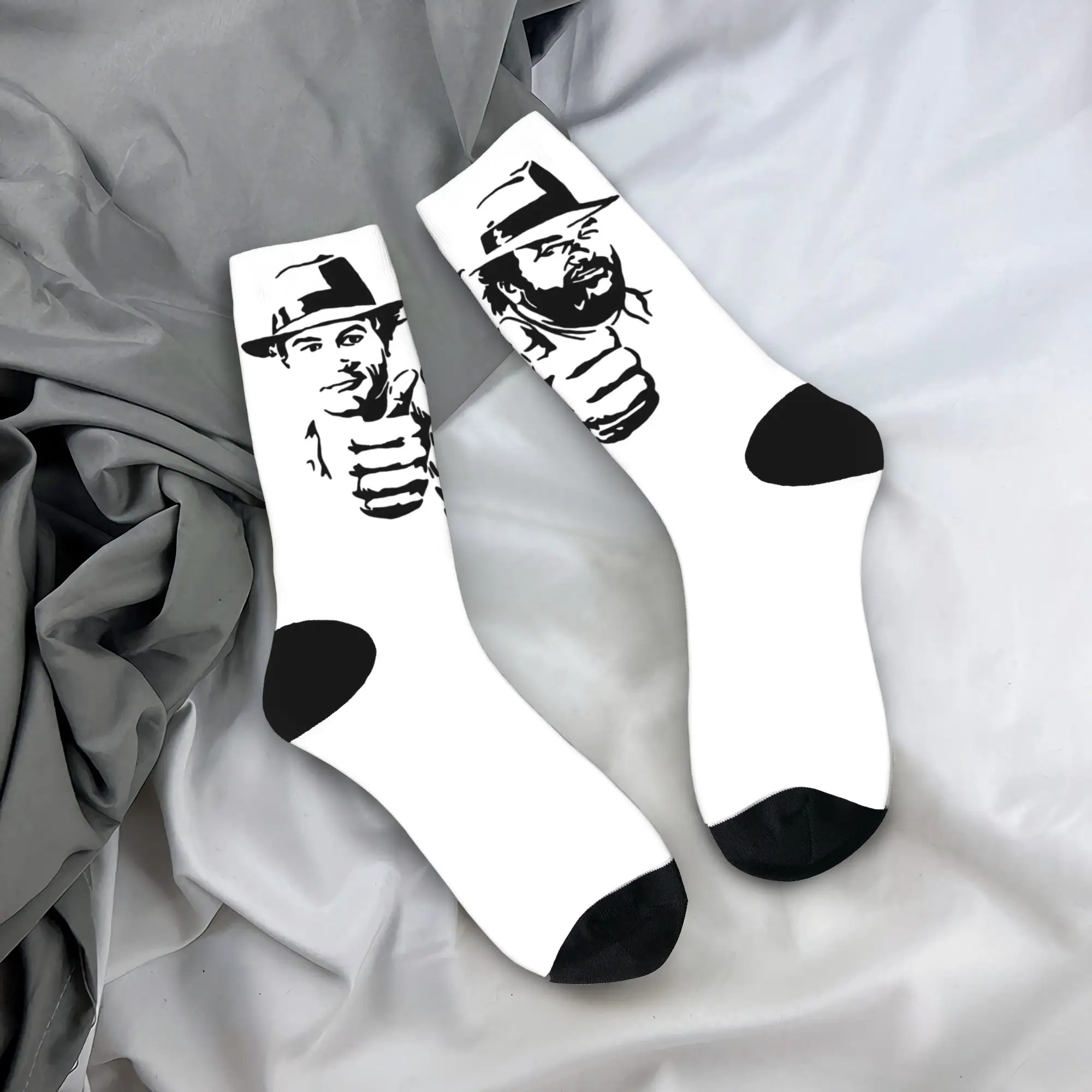 

Women Men Socks Bud Spencer and Terence Hill Stockings Non Slip Medium Soft Socks Winter Retro Graphic Outdoor Sports Socks