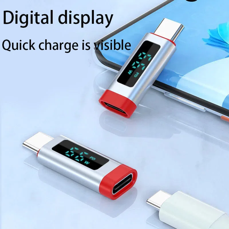 Screen Type-C Connector Digital Display Charging Cable Converter Plug Adapter Monitoring Charging Speed See it Clearly