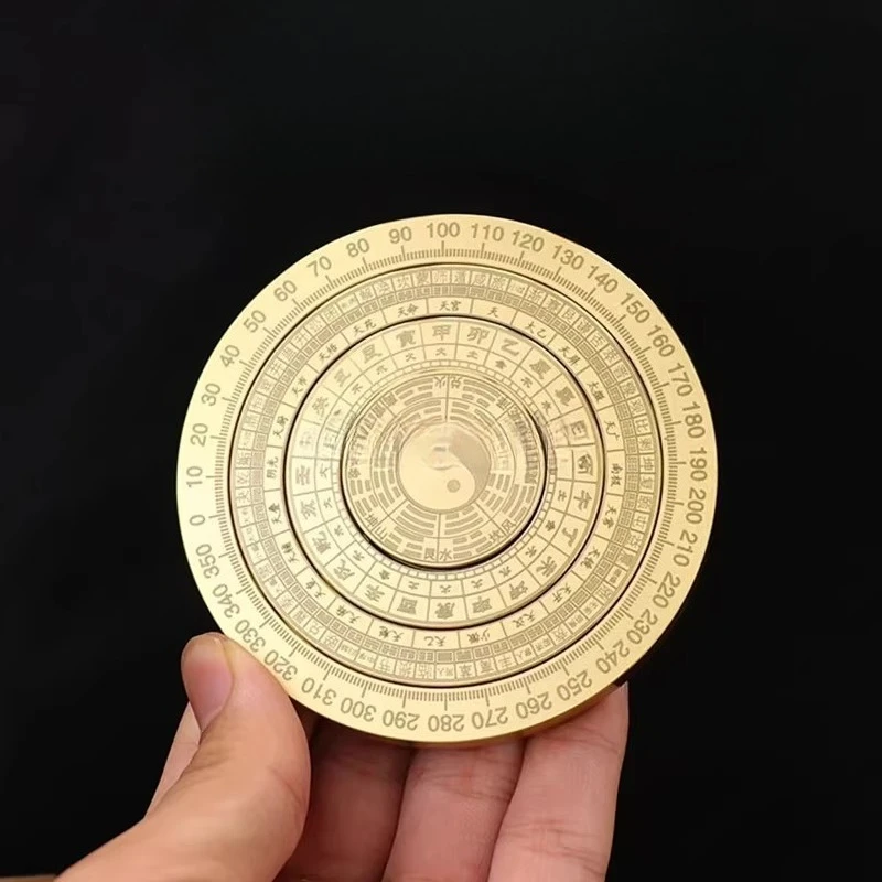 6/8cm Brass Compass Tai Chi THE EIGHT DIAGRAMS Rotatable Small Compass Decoration Feng Shui