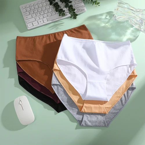 Imagen 2 del producto 6 unids/set de bragas de algodón para mujer, bragas de cintura alta, ropa interior sin costuras, calzoncillos transpirables, bragas de Color sólido, ropa íntima S-2XL