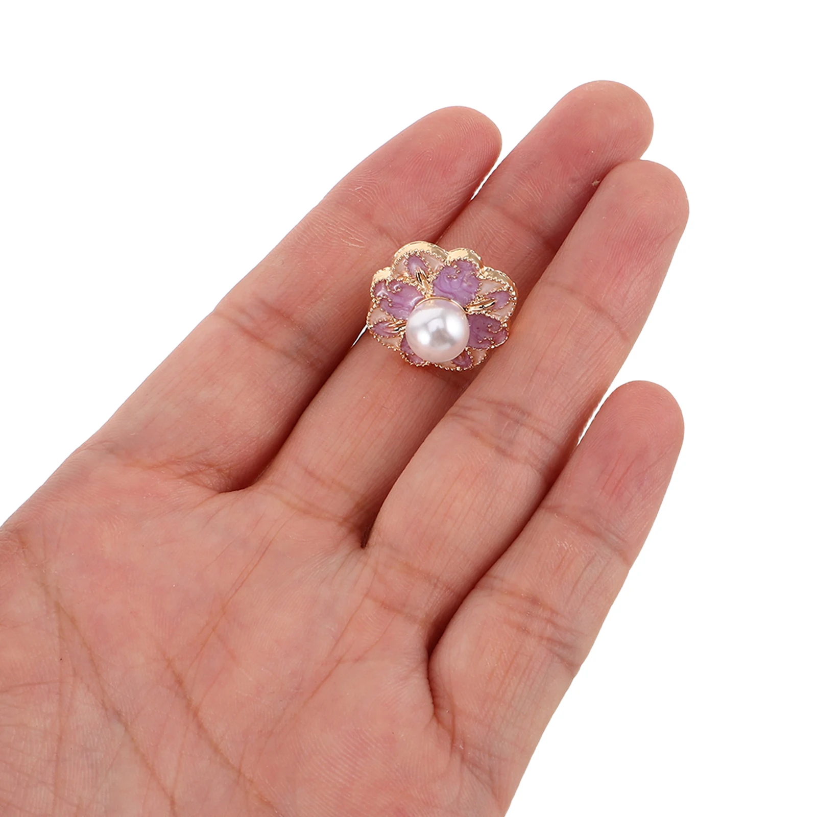 

2pcs Flower Brooch Enamel Pearl Lightweight Metal Lapel Pin Antislip Collar Brooch for Women Office Kawaii Badge