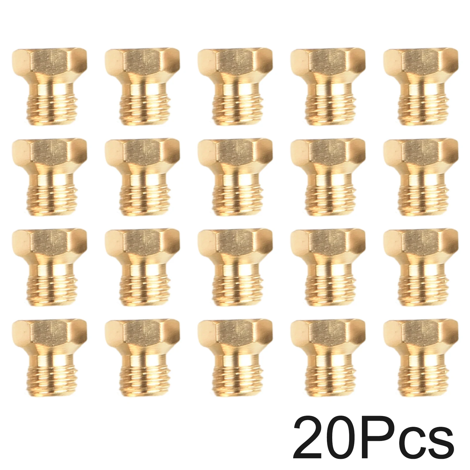 20Pcs Propane Gas Nozzles Brass Jet Nozzle Propane Burner Orifice Kit Grill Replacement Parts LP Gas M6x0.75mm For Burner Nozzle