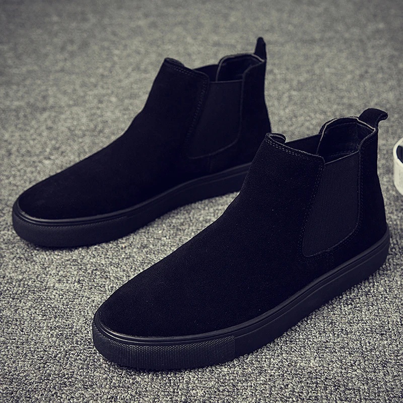 

Мужские ботинки «Челси» больших размеров, обувь на плоской подошве из коровьей замши, ковбойские осенне-зимние ботинки, красивые мужские ботильоны на платформе