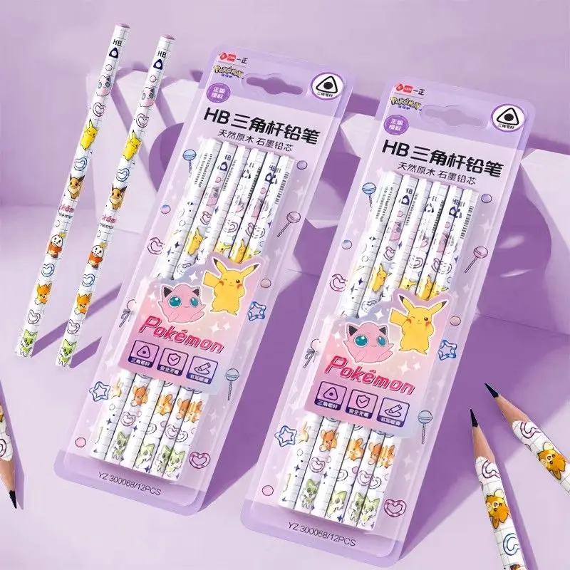 Pokémon Triangular 2B Wooden Pencils Lightweight Writing Stationery Daily Marking Desktop Storage Office School Supplies