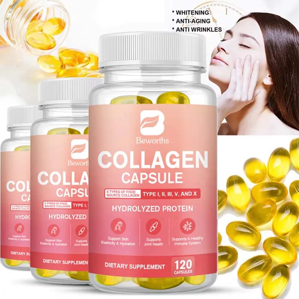 Worths Kollagen kapseln Typ i, ii, iii, v & x hydrolysiert Protein kollagen peptide Immunsystem und Haut, Gelenk gesundheit