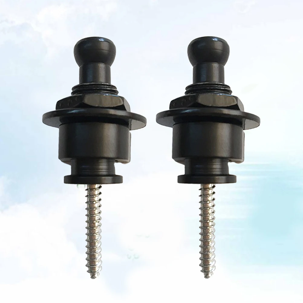 

2Pcs Guitar Strap Lock Buttons Solid Copper Metal Non-Slip Buckles Secure Electric Acoustic Bass Strap Accessories Black