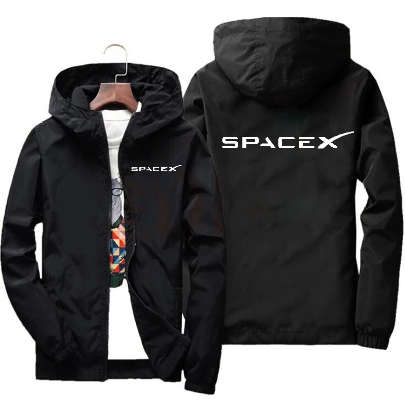 2024 neue Herren-Kapuzenpullover mit SpaceX Space X-Logo, bedruckt, lässig, Frühling und Herbst, schützende Rennanzüge, Sport-Reißverschlussjacke, Mäntel