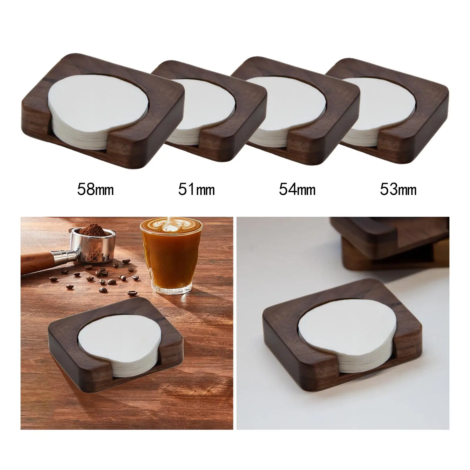 Soporte de papel para filtro de café, contenedor de madera para filtro de café para oficina