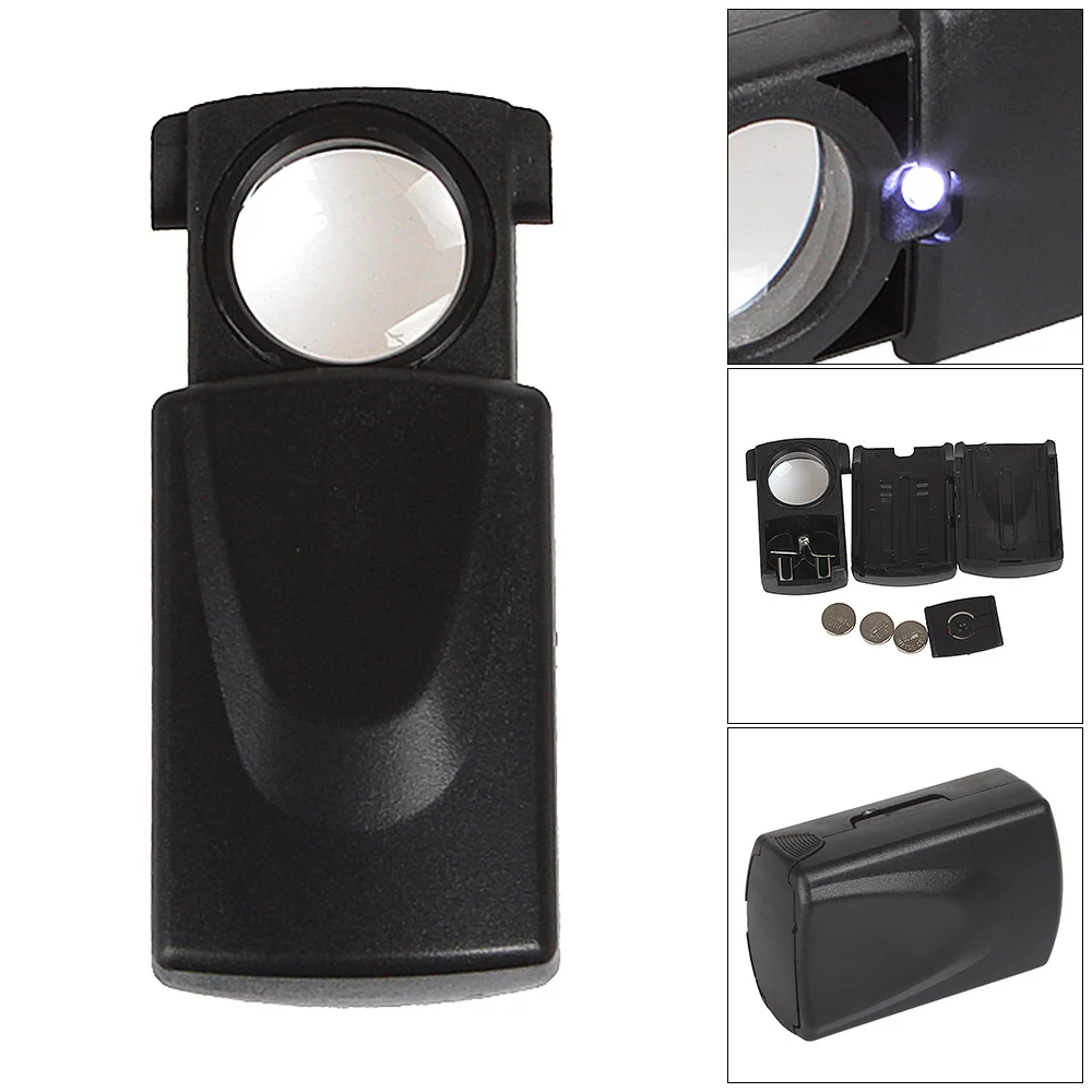 30X Pull-type Jewelry Magnifier Mini Pocket Hand Magnifying Glass,Portable Microscope Loupe Optical Lens Tool with LED Light