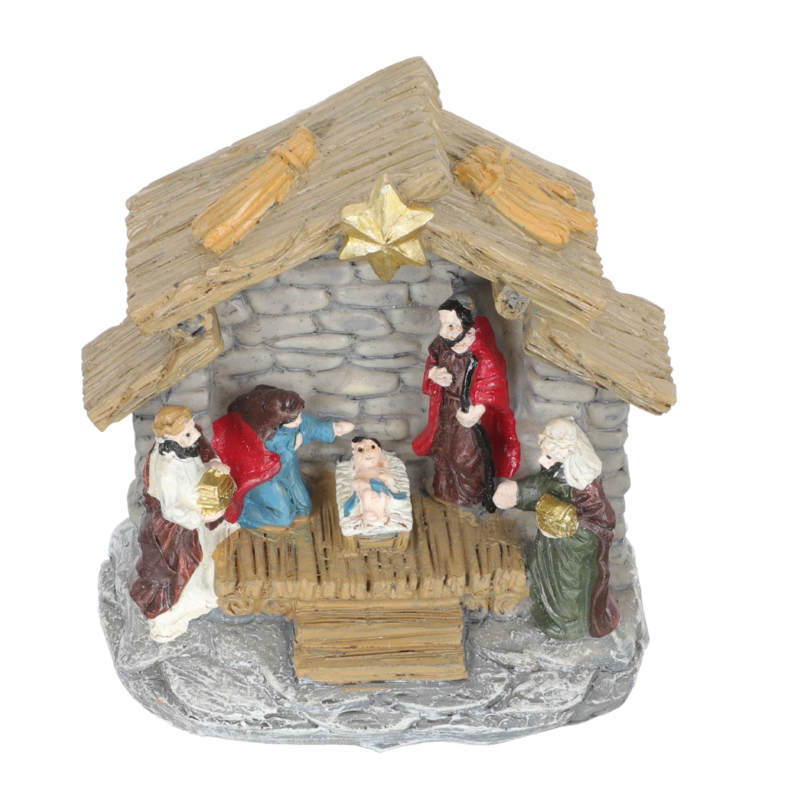 1Set Resin Nativity Scene Craft Statue Vivid Jesus Ornament Indoor Church Home Decoration Religious Gift Lightweight Decor - Image 3