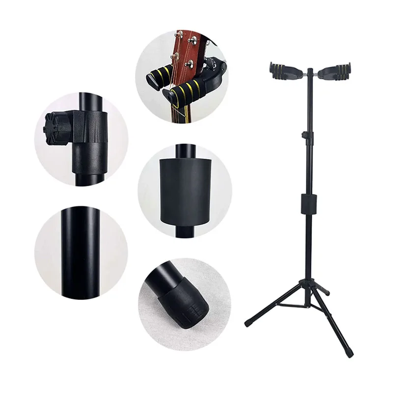 Vertical Guitar Stand Display Rack, Height Adjustable, Sponge Edging Hook, Anti-Collision Strip, Gravity Automatic Lock