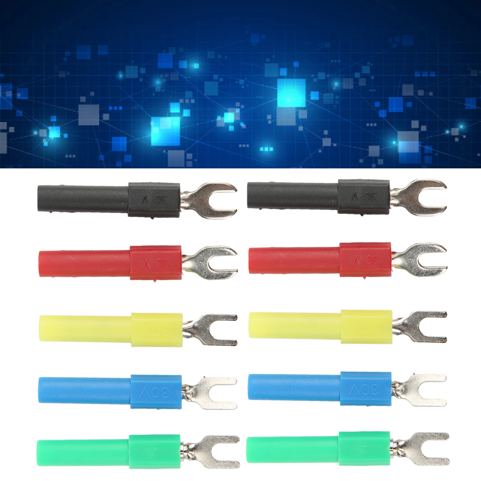 10PCS U Type Wire Connector Rear 4mm Socket 5 Color for Multimeter Electronic Application