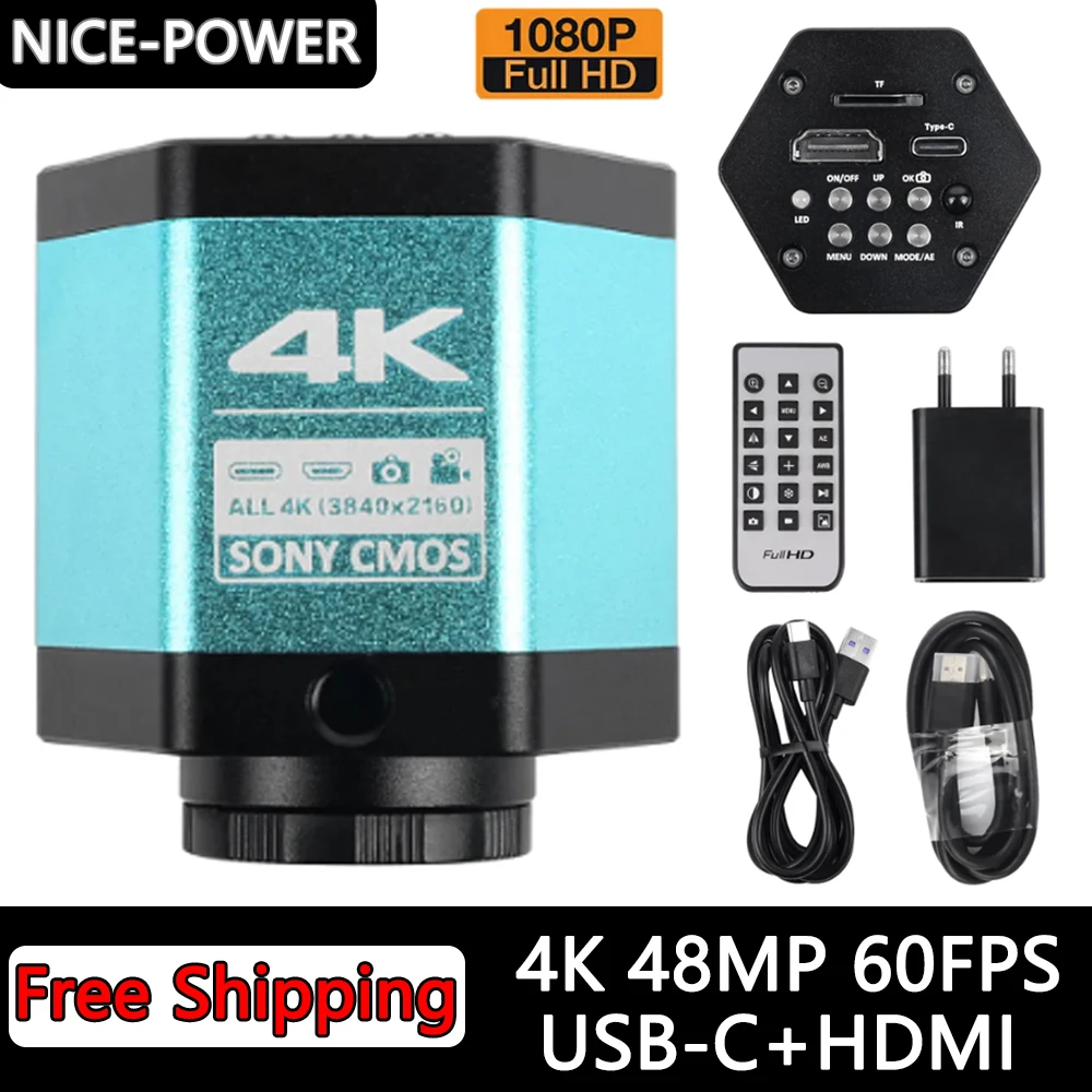 New 4K FHD 60fps HDMI And USB-C Output SONY Sensor Digital Industrial 4K Microscope Camera With Software For Soldering Repair