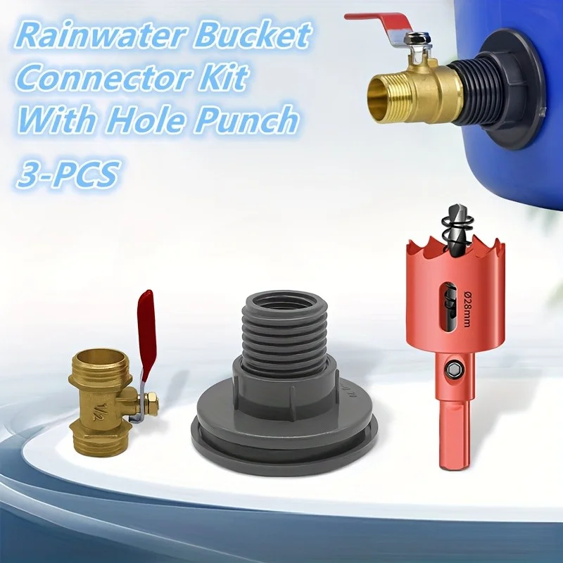 

3-in-1 PVC Gutter Connector Kit – w/ Hole Punch, US/EU Threads, Leak-Proof (3pcs)