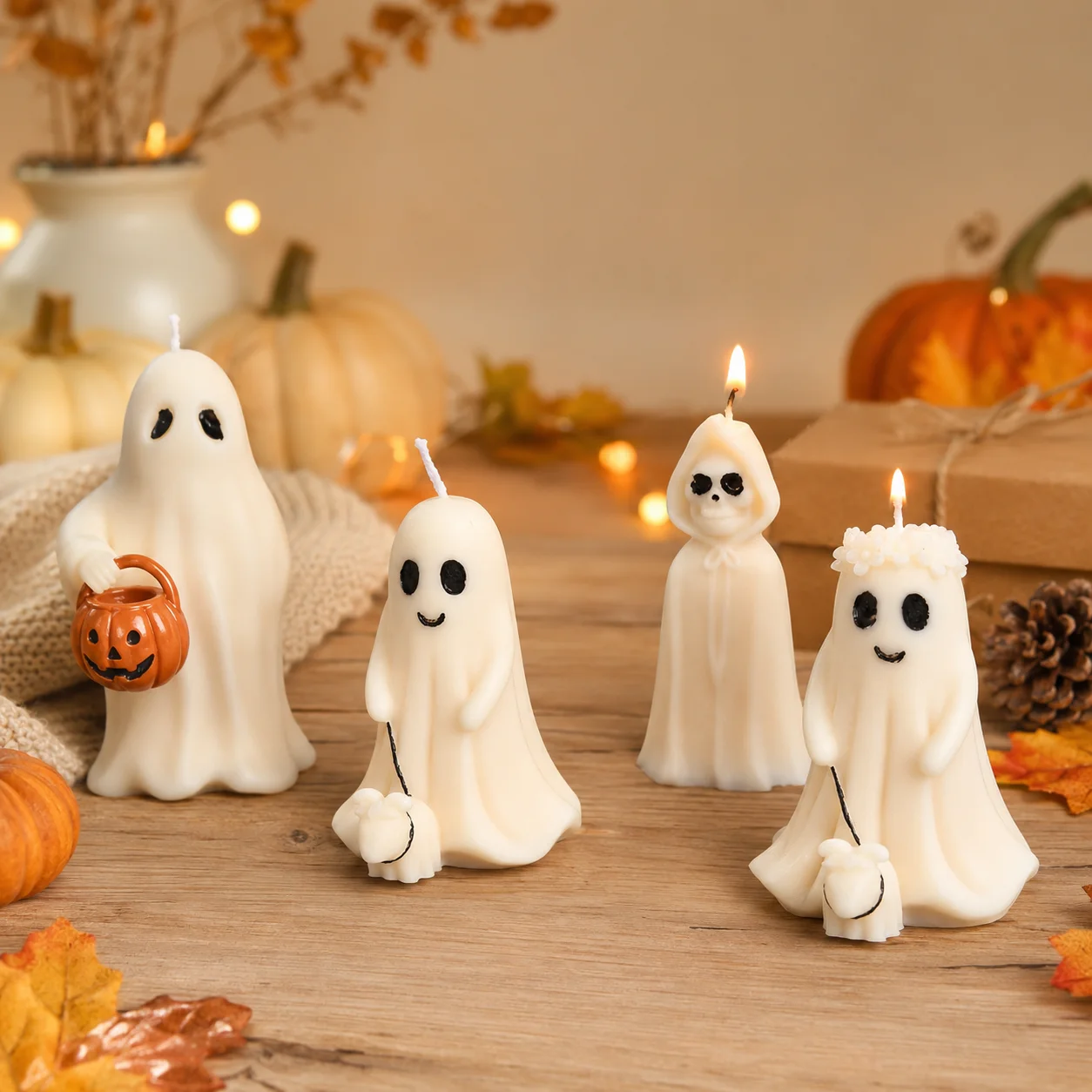 Moule en silicone 3D fantôme d'Halloween, moule à bougie fantôme citrouille mignon, pour savon DIY, résine, plâtre, artisanat fait main et décoration de fête effrayante