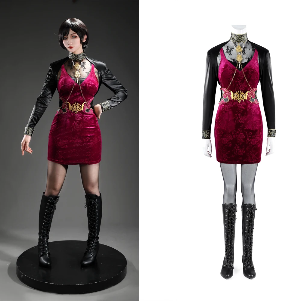 

Sexy Female Ada Wong Cosplay Costume Game Evil 30th Women Dress Disguise Halloween Carnival Party