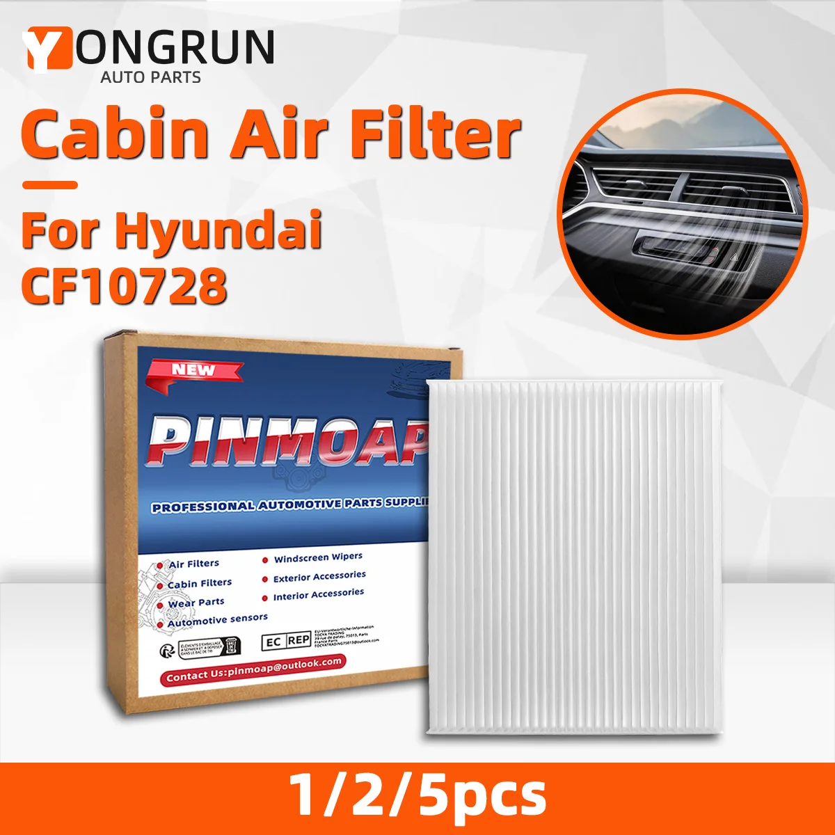 Filtro de aire acondicionado de carbón activado YONGRUN 08790-2H000A 97133-2H001 es adecuado para Hyundai Accent/Elantra Kia Forte/Rondo