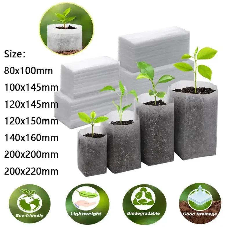 25-100cps Plant Grow Bags Biodegradable Nursery Bag Non-woven Fabric Sedes To Sow Flower Pots For Home Garden Accessories Tools