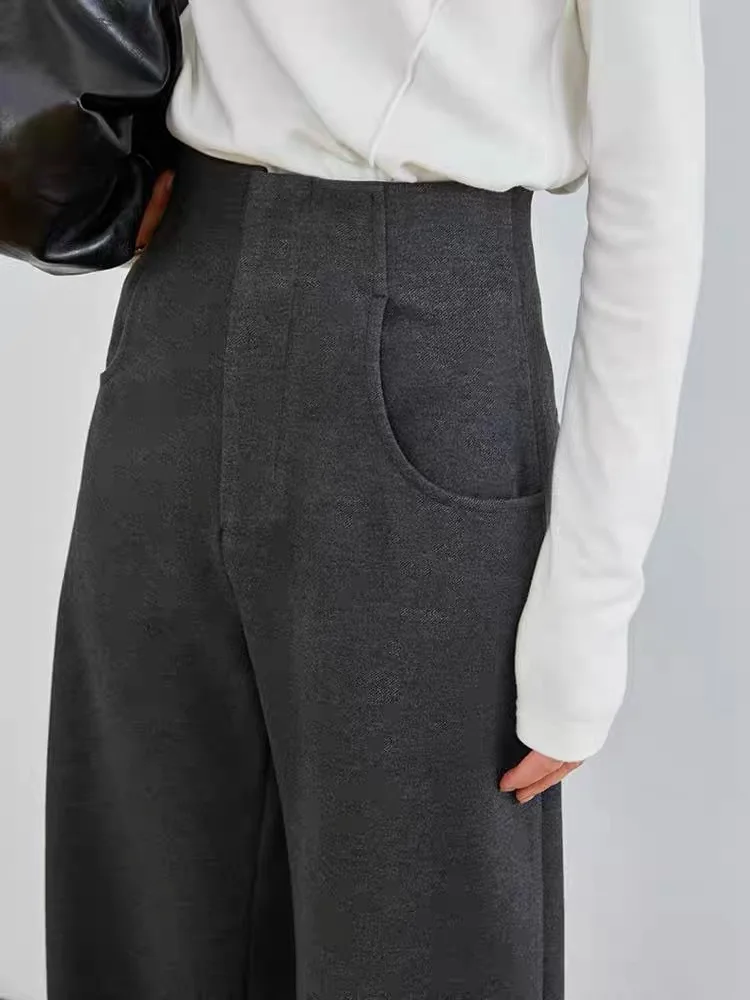 

High Waist Women's Loose Wide Leg Pants Deep ey Casual Sle Versatile Banana Pants Autumn Winter Faion plus Size Trousers