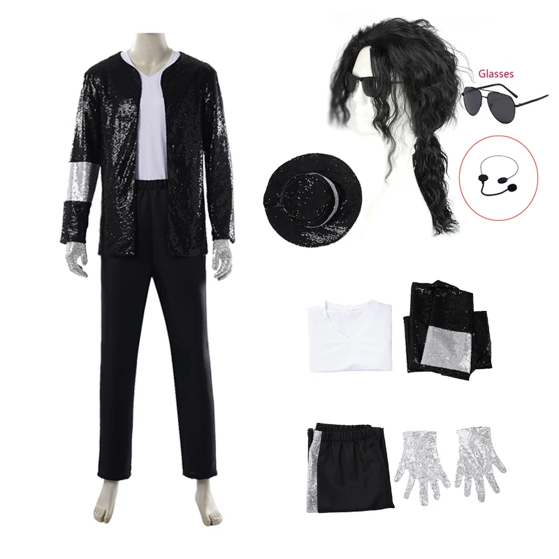 

Michael Jackson Sequin Suit Blazer Men Shiny Glitter Jacket for Stage Performance Singer Dance Cosplay Costume