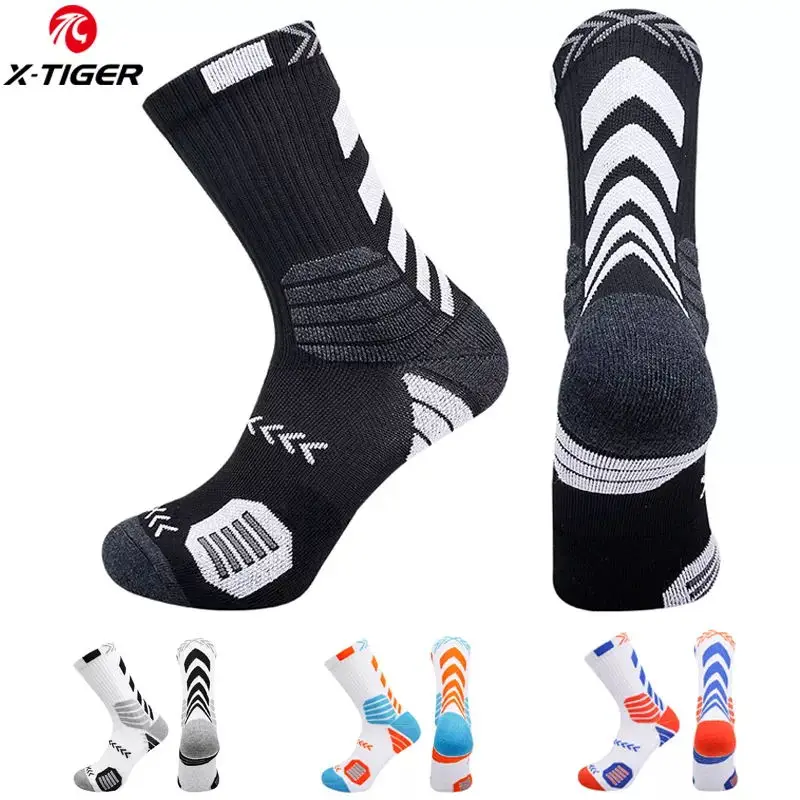 X-TIGER Sports Cycling Socks Breathable Cotton Aero Socks Bicycle Sock Running Hiking Camping Football Basketball Socks Unisex