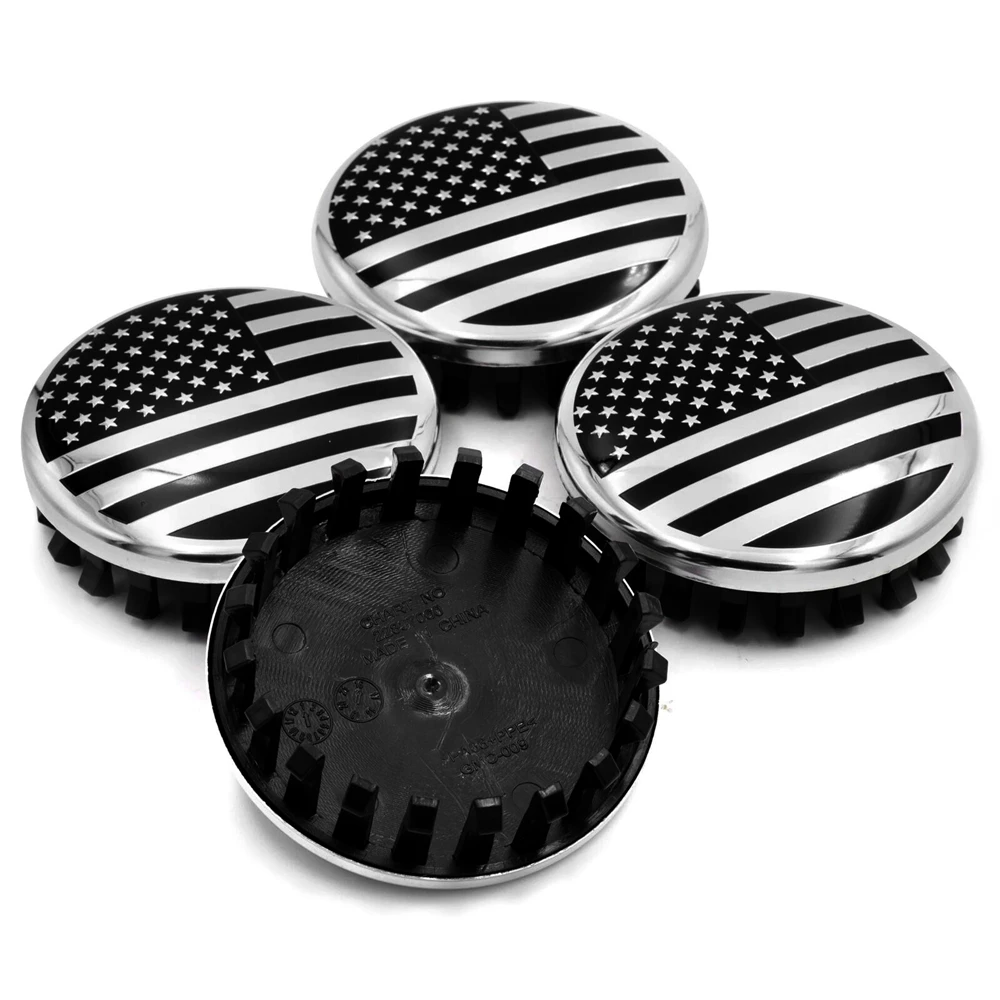 4Pcs Black 83mm US Flag Car Emblem Badge Hub Wheel Rim Center Cap for Tahoe Silverado Suburban Yukon XL Sierra 1500 Limited