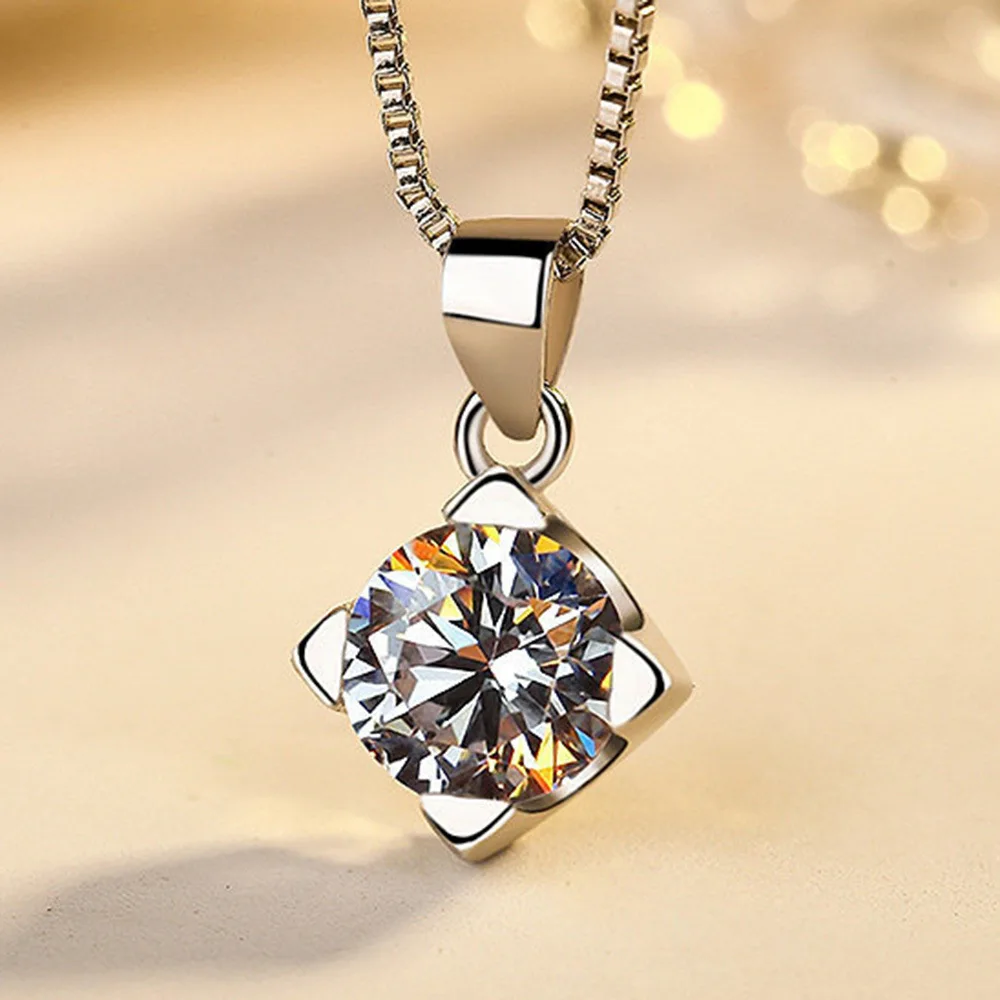 

Стерлингового Серебра 925, стильный простой четырехугольный коготь, циркон, кулон, ожерелье, подарок на день рождения, годовщину