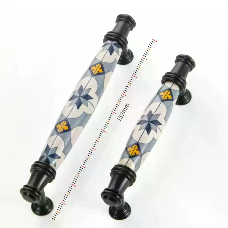 Blue Flower Ceramic Door Handles And Knobs Nordic Furniture Handles Drawer Pulls Kitchen Cabinet Knobs And Handles