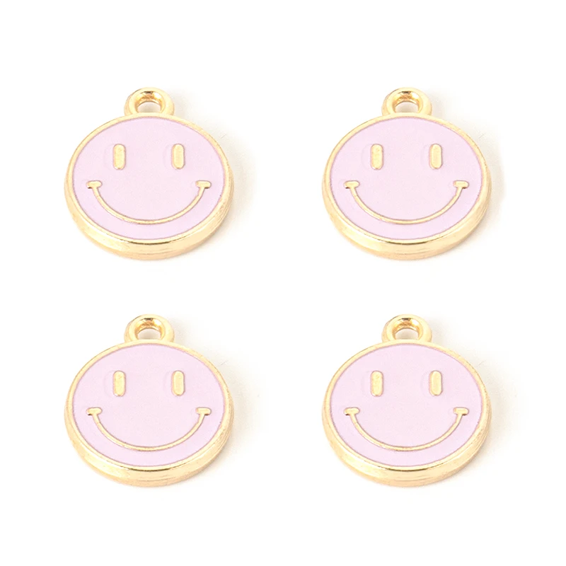 10pcs Cute Round Face Charms Double Face Enamel Alloy Charms Handmade Pendants DIY Earring Bracelet Jewelry Accessories