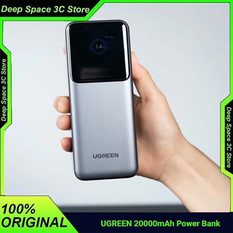 

UGREEN 20000 мАч Power Bank 200 Вт быстрая зарядка встроенный кабель 65 см портативный внешний аккумулятор для ноутбука iPhone17 Pro