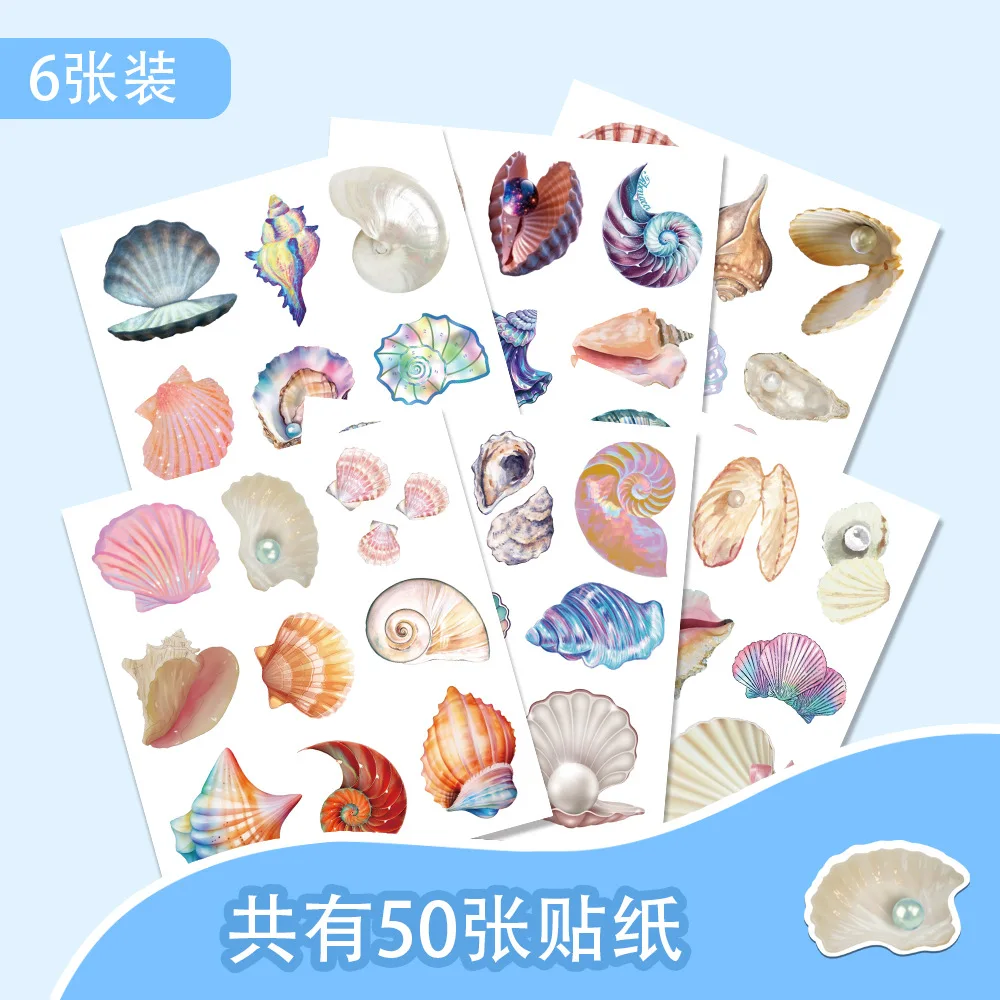 

50PCS Cartoon Shell Graffiti Stickers Creative Hand Painted Decals Waterproof Water Cup Notebook Phone Cup Case Kids Toys Gifts