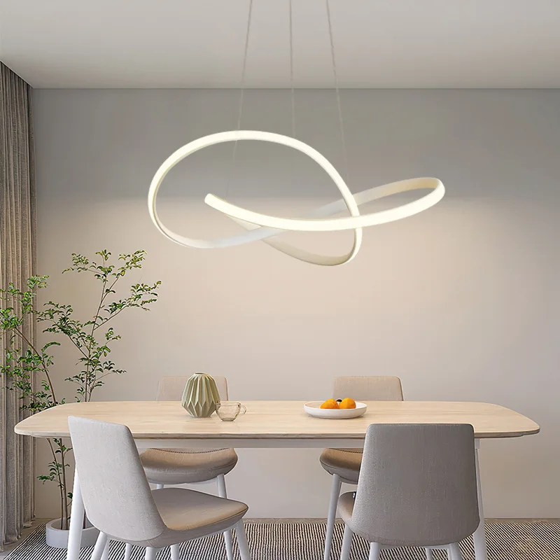 Imagem -03 - Nordic Led Pendant Light para Sala de Jantar Lâmpada Suspensa de Alumínio Iluminação de Escurecimento Remoto para Quarto Sala de Estar Home Decor Luminária