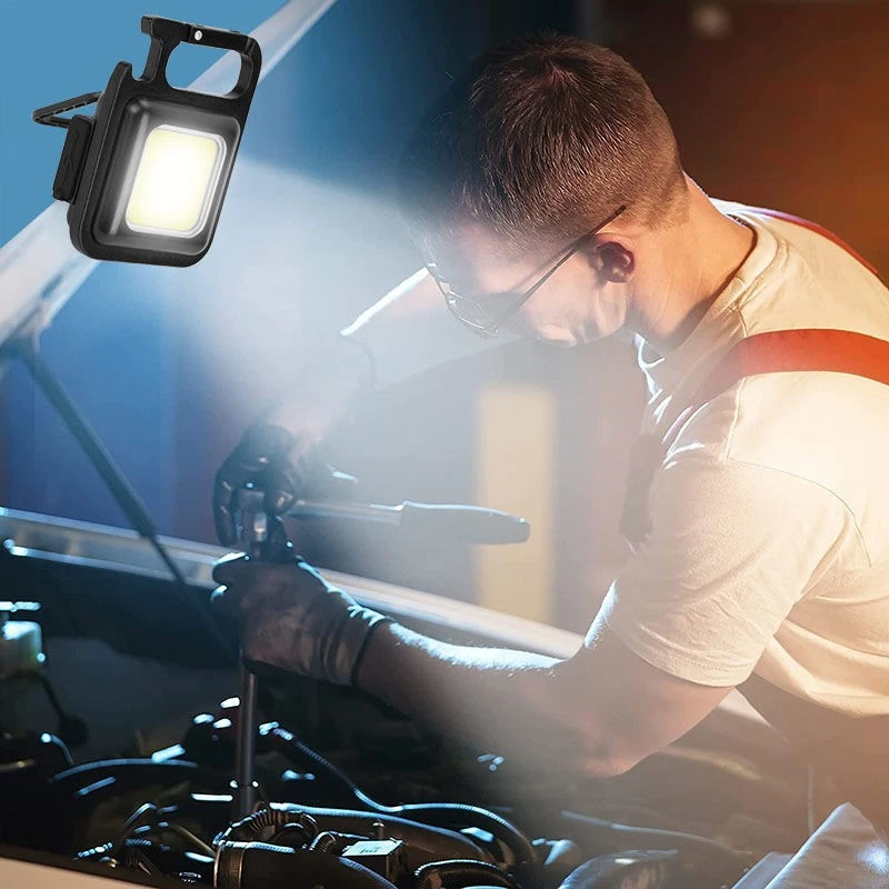 COB multifunzionale Mini luce USB portachiavi portatile torcia 4 modalità lampada da lavoro di emergenza cavatappi tascabile per passeggiate/campeggio