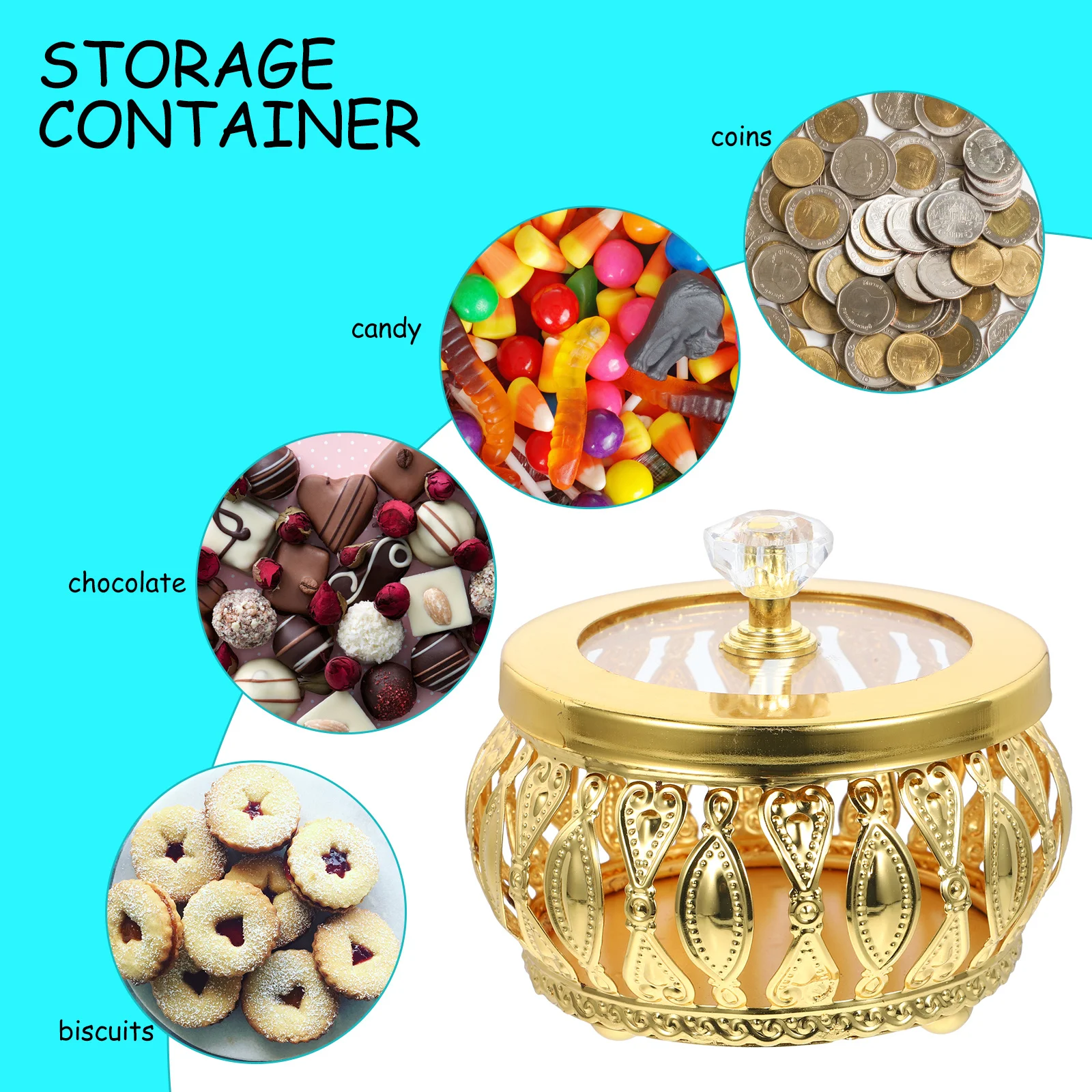 

Middle East Candy Box Reusable Lidded Ramadan Container Decorative Sweets Storage Metal Candy Party Favor Party Boxes