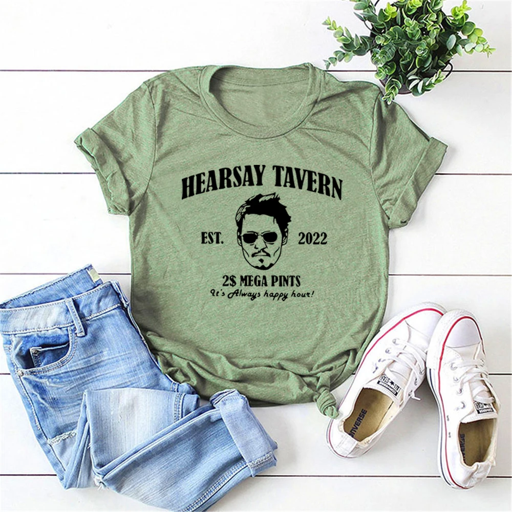 Johnny Depp T-shirt A Mega Pint Shirt That's Hearsay I Guess Johnny Depp Tees Justice for Johnny T Shirt Short Sleeve Casual Top