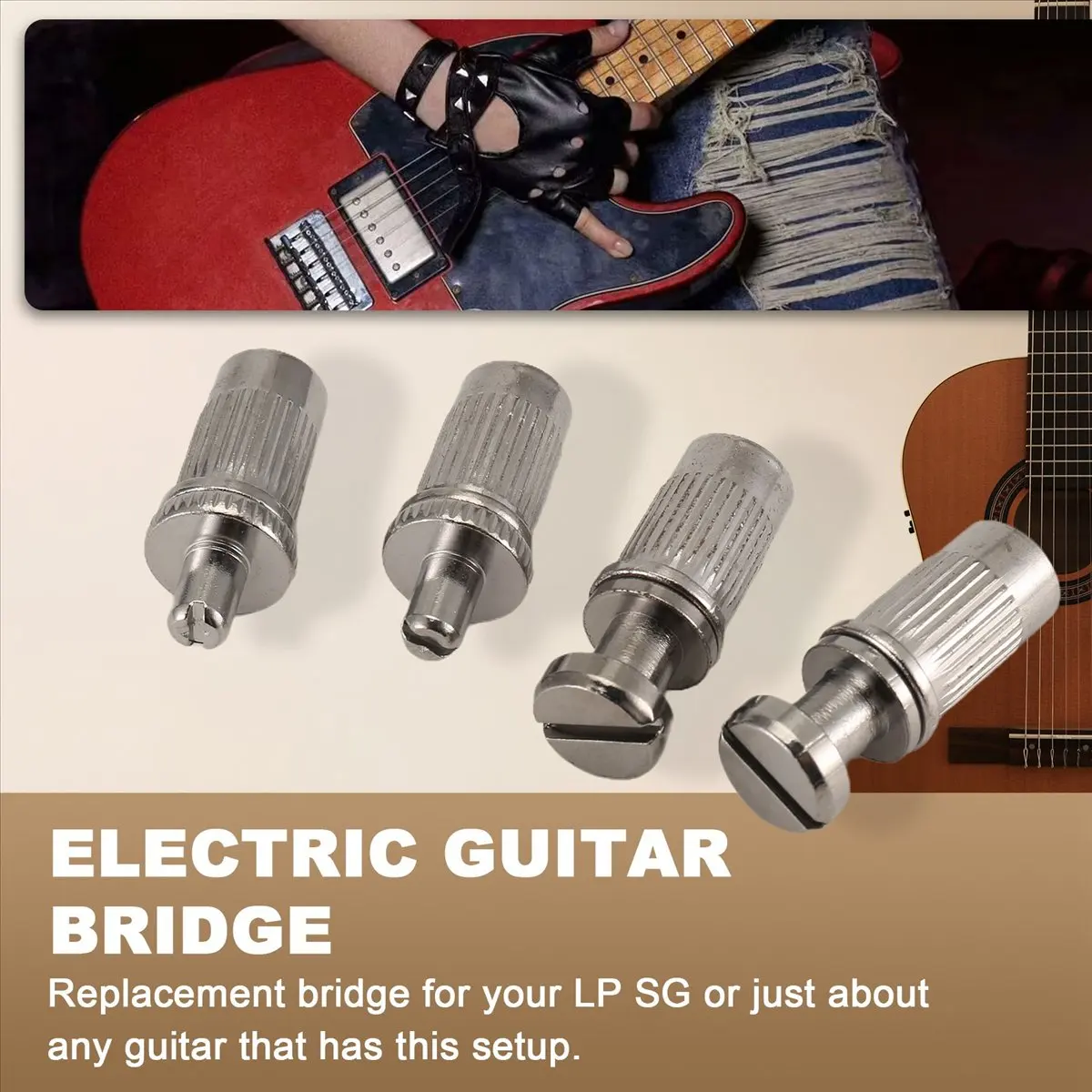 Stable- Electric Guitar Bridge and Tailpiece Set Electric Guitar Replacement Parts Bridge Tailpiece Bridge for Les Paul Guitar A