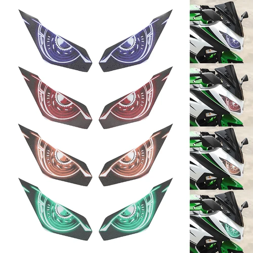 Para Kawasaki Ninja pegatina de faro NINJA 250 300 pegatina de faro de motocicleta pegatina de carenado frontal pegatina protectora de ojos
