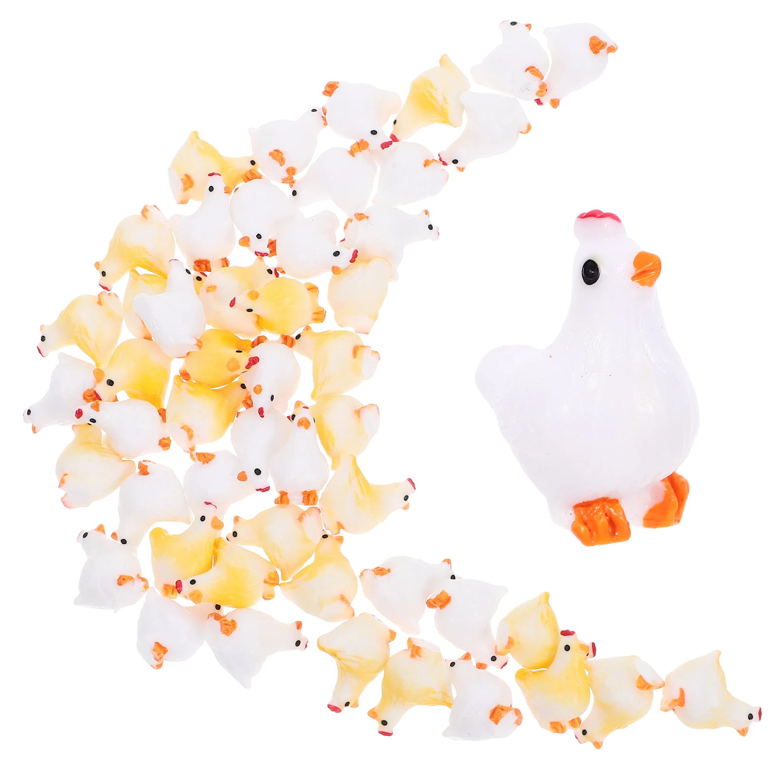 

50 Pcs Mini Animal Figurines Resin Chickens Statue Tiny Animals nament Charms Figures Miniature Garden Decorations
