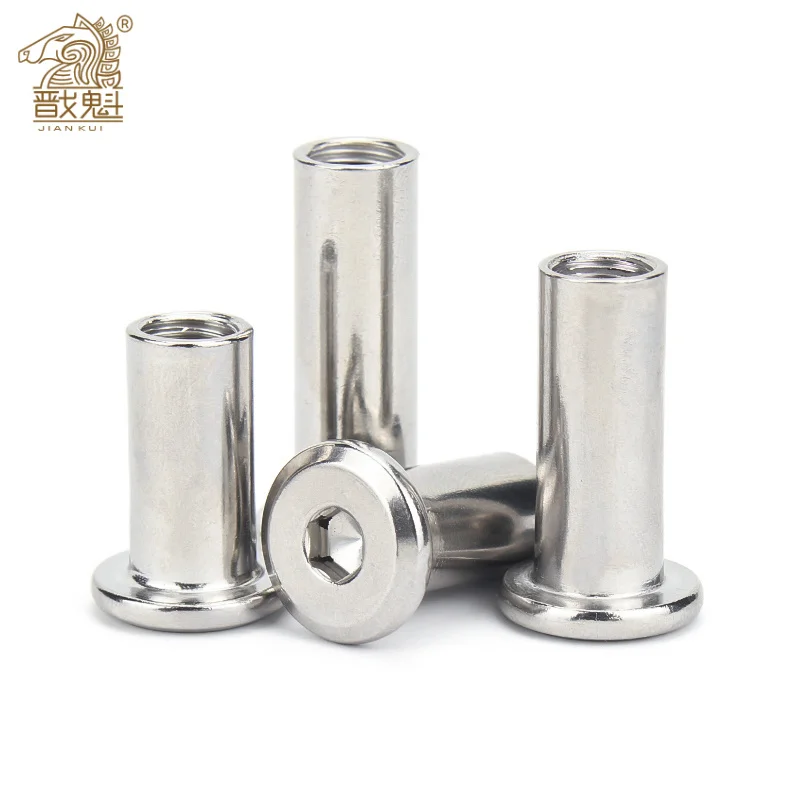 

5/ 10/ 20pcs M3 M4 M5 M6 M8 304 Stainless Steel Large Flat Hex Hexagon Socket Head Rivet Connector Insert Joint Sleeve Cap Nut