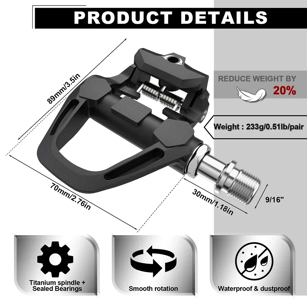 BUCKLOS Titanium Spindle PD-R8000 Pedal for SPD-SL Aluminum Bicycle Clipless Pedal Ultralight Road Bike Pedal with Cleat