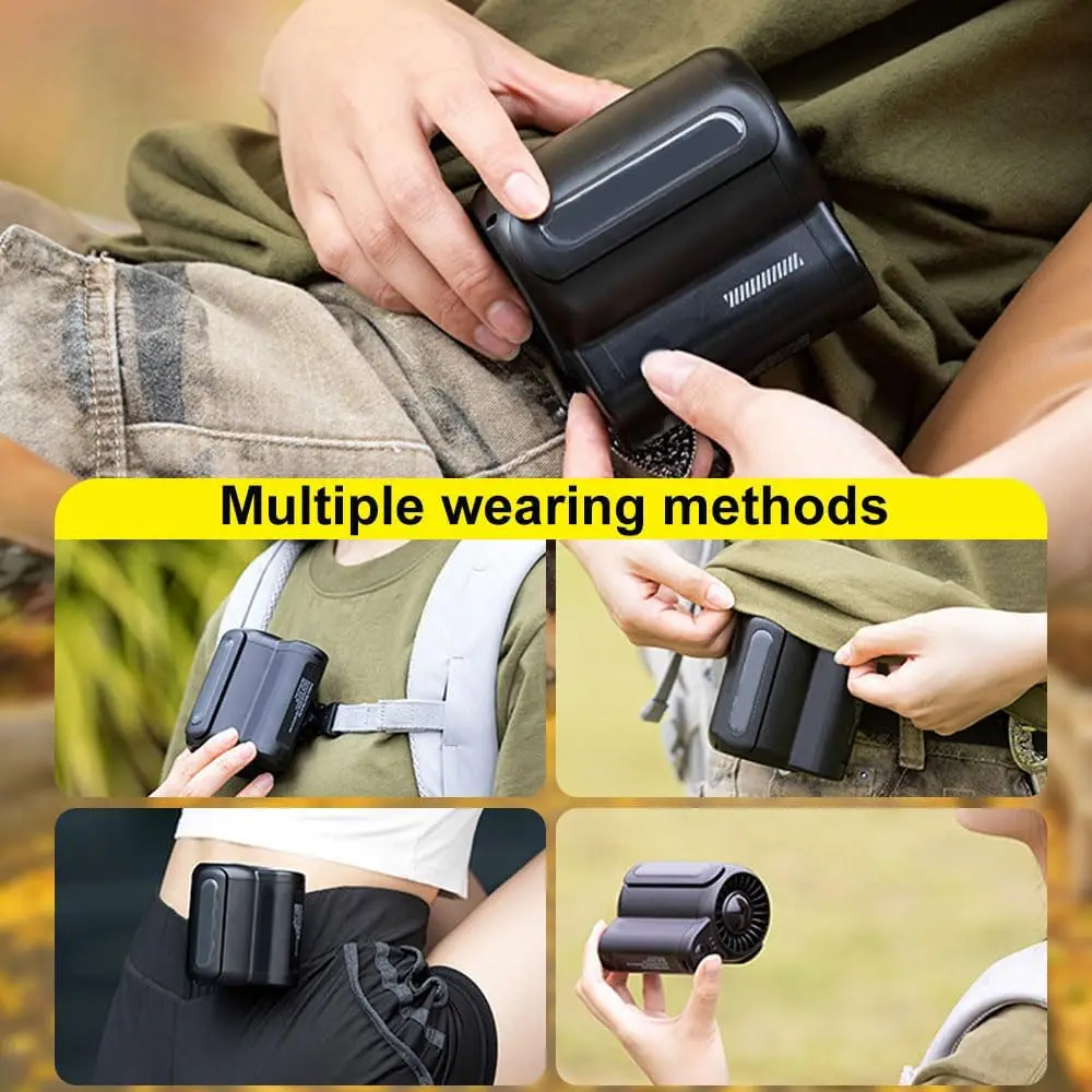 Portable Waist Clip Fan, 2024 New Mini Waist Fan Cool Clip Fan Under Shirt Clip-On Portable Air Cooler, Belt clip Fan for Outdoo