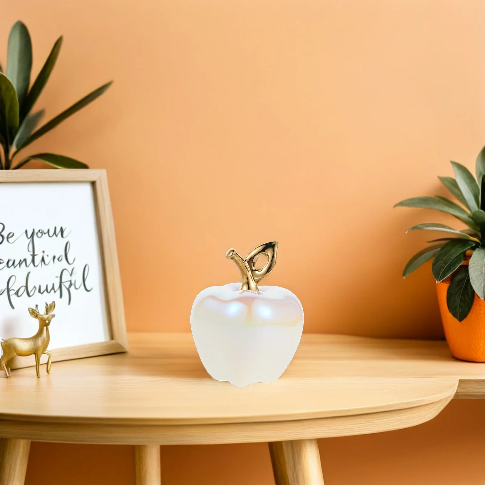 

Ceramic Apple Ornament Realistic Artificial Fruit Decor Farmhouse Kitchen Desktop Centerpiece Craft Faux Sculpture Table Holiday