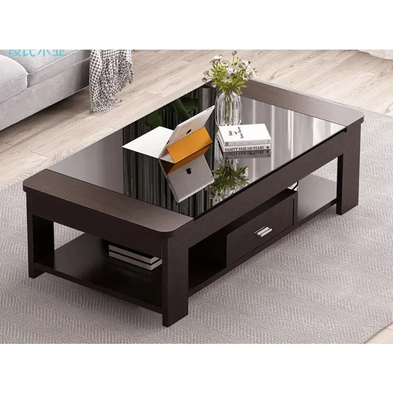 Nordic coffee table, simple modern tempered glass living room, easy to create office living room