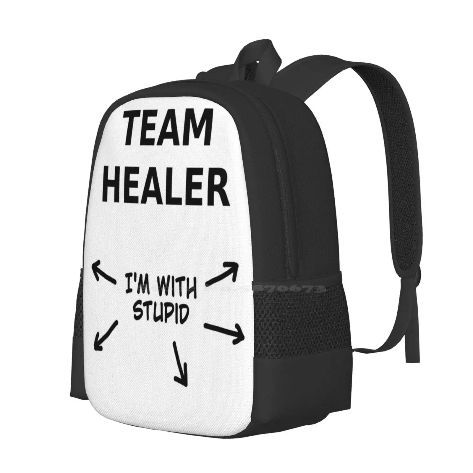 Школьные ранцы Team Healer для девочек-подростков, дорожные сумки для ноутбука, для игровой команды, целитель, я с глупым мемом, вращающийся настроение, милость, люцио