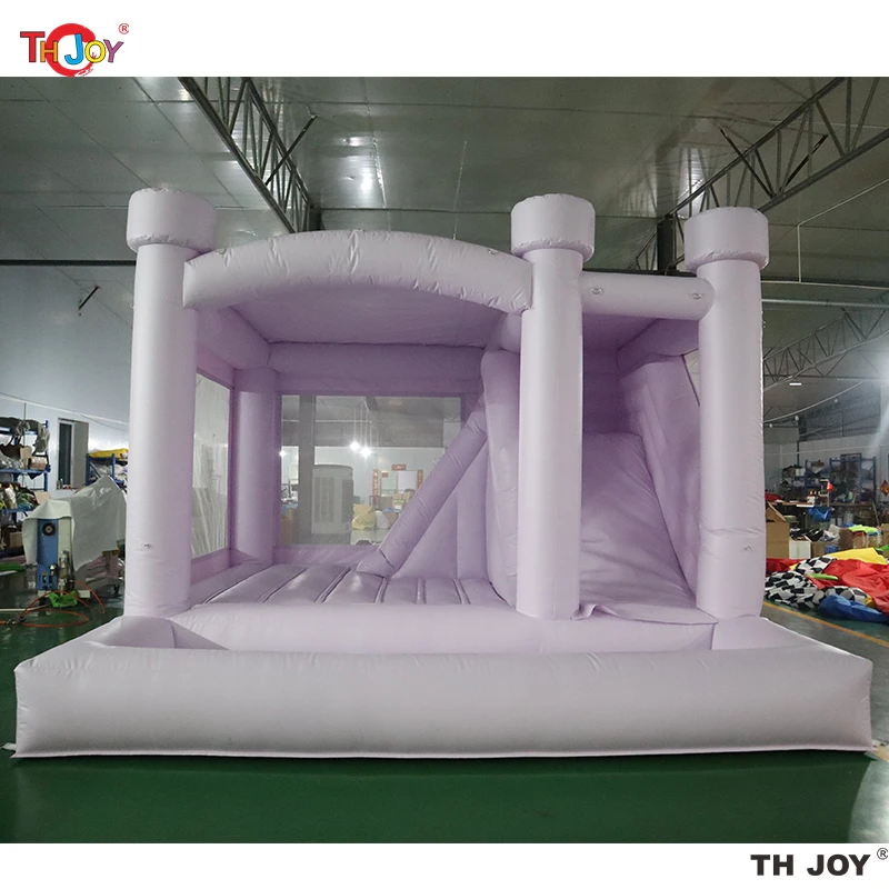 4x4m Commercial Pastel PVC Bounce House With Slide Ball Pit Jumping Castle Inflatable Wedding Bouncy Castle For Sale