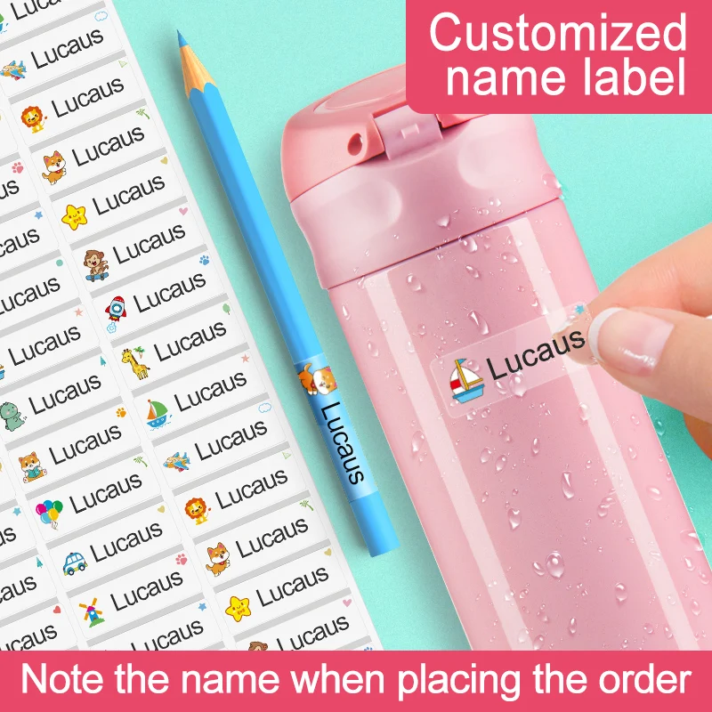 Custom Transparent Self-adhesive Baby Name Sticker Customised Kindergarten Tag in French Personalized Waterproof Stickers Label