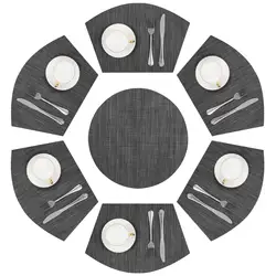 Large Size Wedge Table Placemats, Heat Resistant, Round Table Mats, Wipe Clean, Dining Table Placemats,Durable, Set of 7